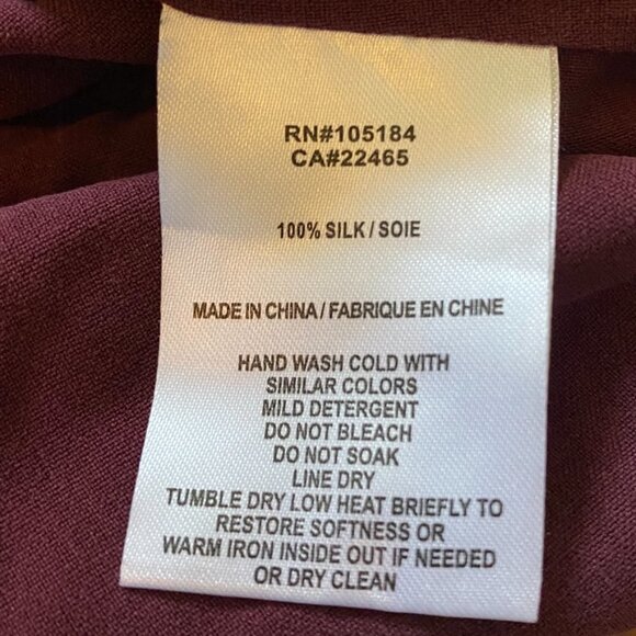 Go by Go Silk Bow Out Neck Tie Washable Silk Blouse Cabernet Black - Picture 7 of 7